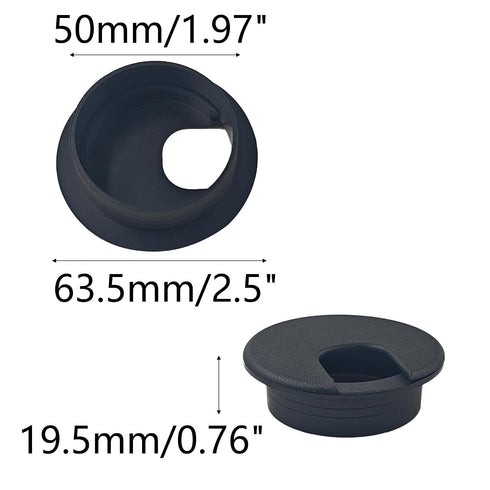 PDETVEO 5PCS 2 Inch Grommet, Desk Cable Black Wire Management Hole Cover, Plastic Cord Organizer for Computer Desk