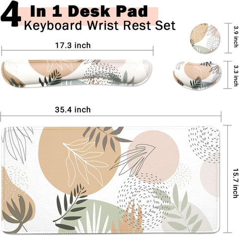 Set, 4Pcs (35.415.7 Set Keyboard Mouse Pad Extended Mouse Pad+Keyboard Wrist Rest Support, Memory Foam Ergonomic Easy