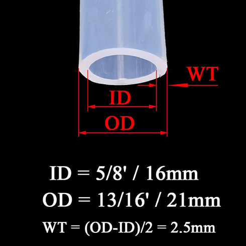 Silicone Tubing 5/8'(16mm) ID x 13/16'(21mm) OD 3.3ft(1m) Length Silicone Rubber Tube Air Hose for Gas Liquid Pump Transfer Clear by OFOWIN