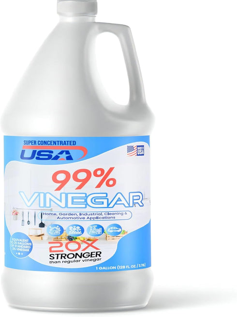 Super Concentrated USA Pure Vinegar - Industrial Cleaning Vinegar (99 One Gallon)