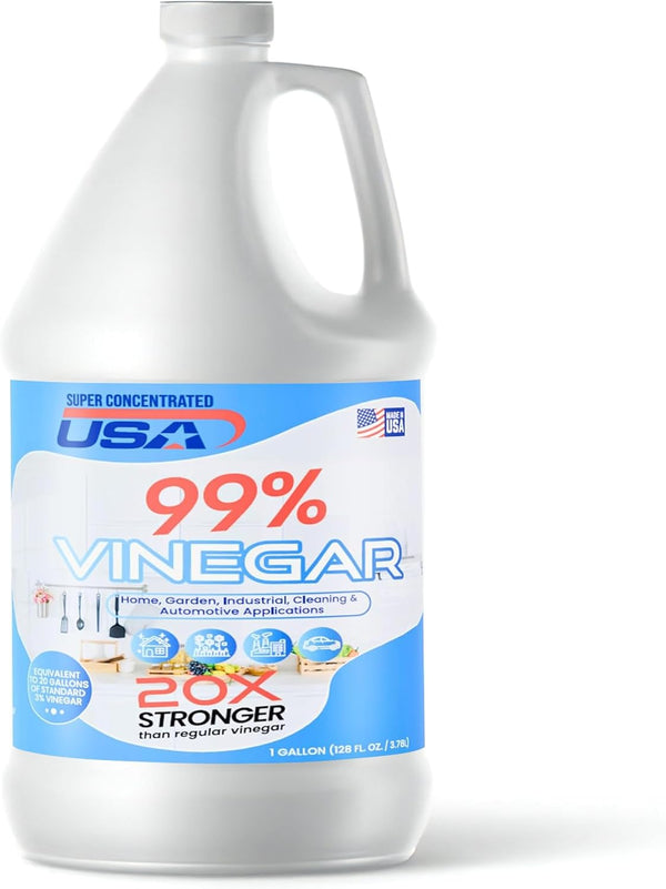 Super Concentrated USA Pure Vinegar - Industrial Cleaning Vinegar (99 One Gallon)