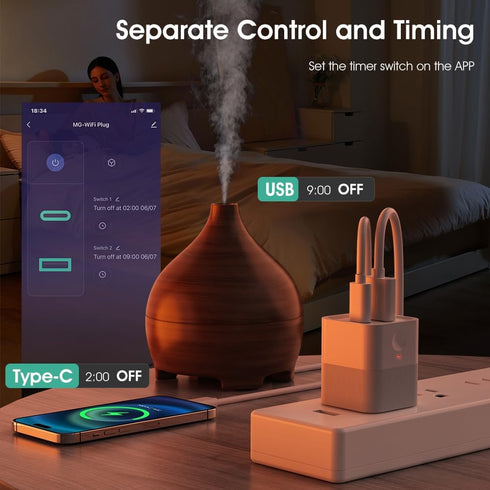 MHCOZY 5-12V Tuya app Micro WIFI USB adaptor, Smart DC outlet Switch,Remote Timer your USB device by Phone