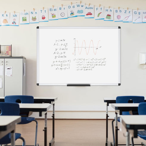 VIZ-PRO Magnetic Dry Erase Board, 36 x 24 Inches with Silver Aluminium Frame