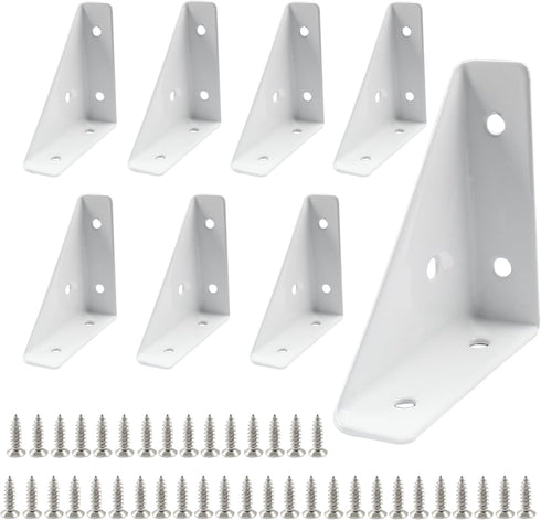 Jiozermi 8Pcs 66mm x 66mm Corner Brace Brackets, Angle Corner Brackets Black Angle