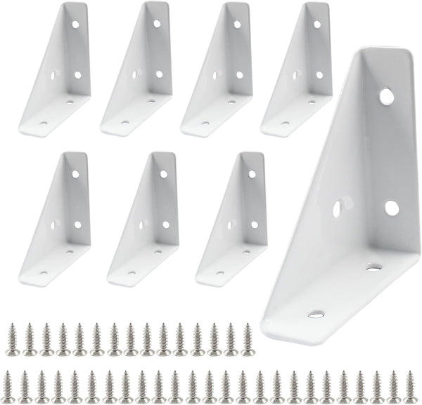 Jiozermi 8Pcs 66mm x 66mm Corner Brace Brackets, Angle Corner Brackets Black Angle
