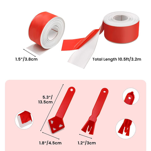 SNAILGARDEN 2 Rolls Waterproof Sealant Strip, White Acrylic Adhesive Caulk with 2Pcs Tools for Bathroom, Kitchen, Toilet