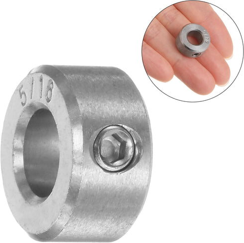 HARFINGTON 5/16" Bore Shaft Collar, 304 Stainless Steel Set Screw, 5/8" OD, 5/16" Width for Wheel Barrow Axle, Gearbox