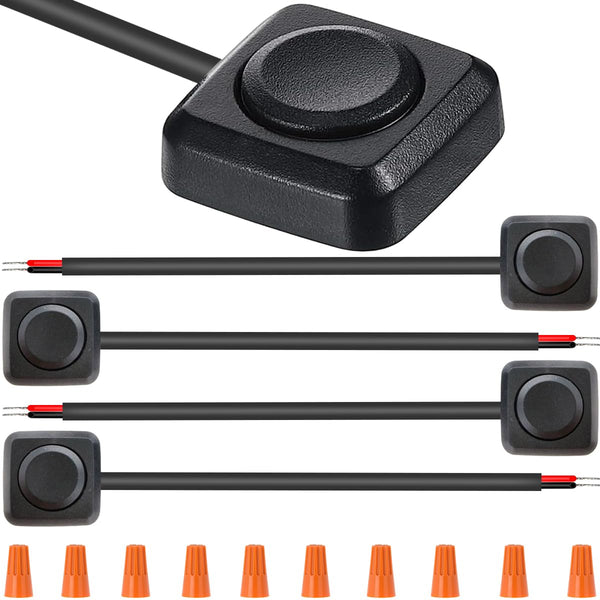 DKARDU 4 Pcs Momentary Push Button Switch 12V 24V Car Mini Button Prewired