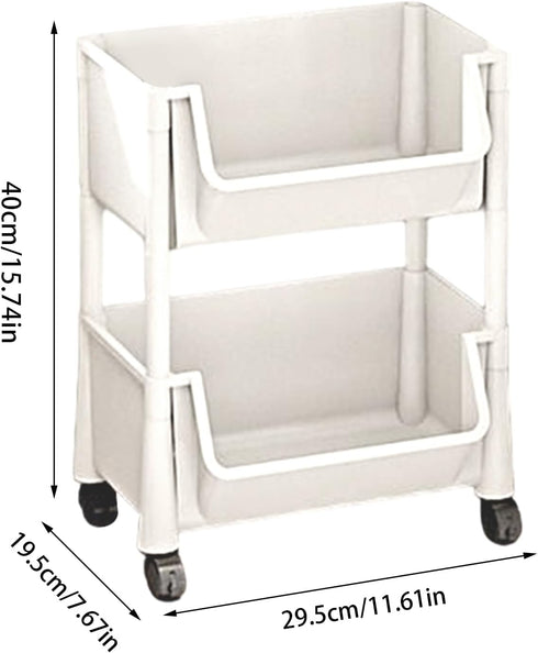 Generic Rolling Cart Organizer - Book Multi Tier Wheels, Toys Stationery Snacks, Small Room Narrow Space, Study