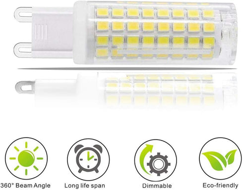 XRZT G9 Bulbs 6000K(7W) 60W 75W T4 750Lm AC120V G9 Bulbs Dimmable, 5 Pack Led White Halogen Equivalent, Base Chandelier