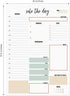 Rule The Day Daily Planner Pad - 8" x 11.5" Sticky Note Fill in Task Tracker, Unique Boho Design, Earth Tone