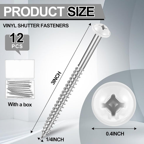 Jetec 12 3 Inch Pcs Vinyl Shutter Fasteners Painted Screws for Vinyl Shutters Metal Carbon Steel Screws for Outside