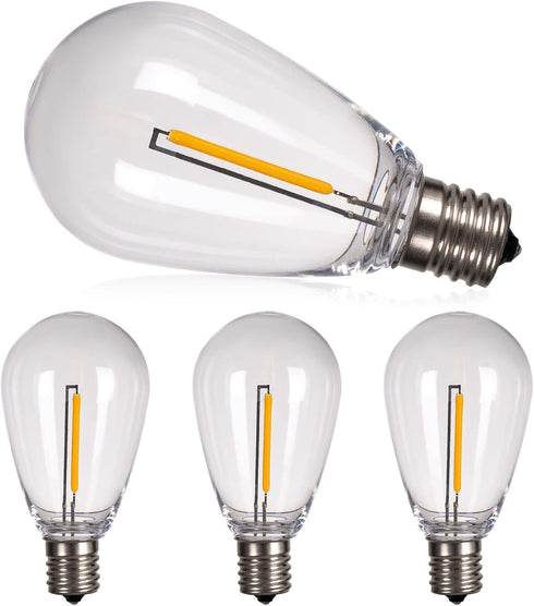 addlon LED Replacement Bulbs, 1W S14, 4 Pack, Waterproof E17 Screw Base for Outdoor LED String Lights, Shatterproof