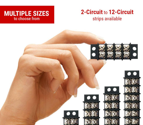 MGI SpeedWare 12 Circuit Double Screw Terminal Junction Block - 300V/20A, Row Barrier Strip (2-Pack)