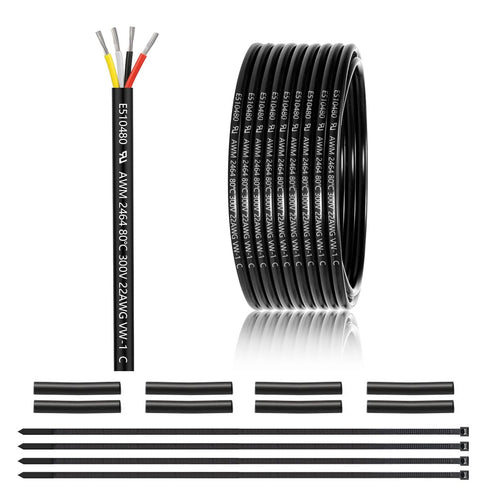 22 Gauge 4 Conductor Electrical Wire 25FT, UL 2464 22 AWG 4