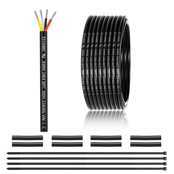 22 Gauge 4 Conductor Electrical Wire 25FT, UL 2464 22 AWG 4