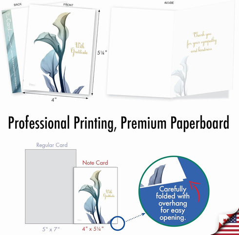 The Best Card Company - 20 Bulk Sympathy Thank You Cards (4 x 5.12 Inch) - Boxed Bereavement Notecards, Assorted Set