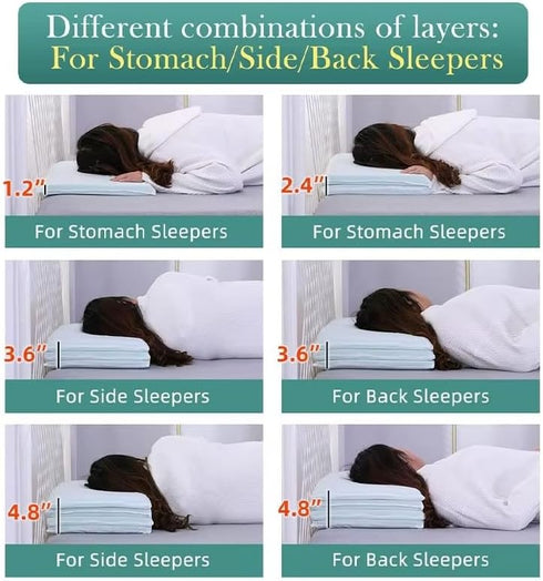 Memory Foam Bed Pillow with Ergonomic Design & Adjustable Height Orthopedic Sleeping Pillow for Neck Support & Pressure
