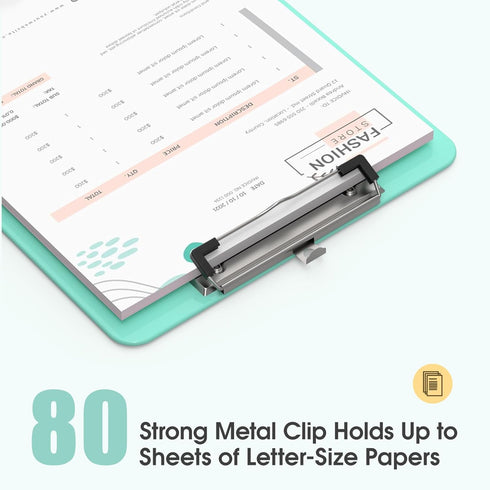 Bulk Plastic Clipboards 6 Pack - Teal Clip Board 8.5x11 for Classroom, Students, A4 Size 9" x 12.5" with Low Profile