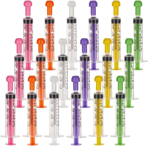 OLYCRAFT 18Pcs 6 Colors 5ML Plastic Measurement Syringe with Cap, Individually Sealed for Scientific Labs