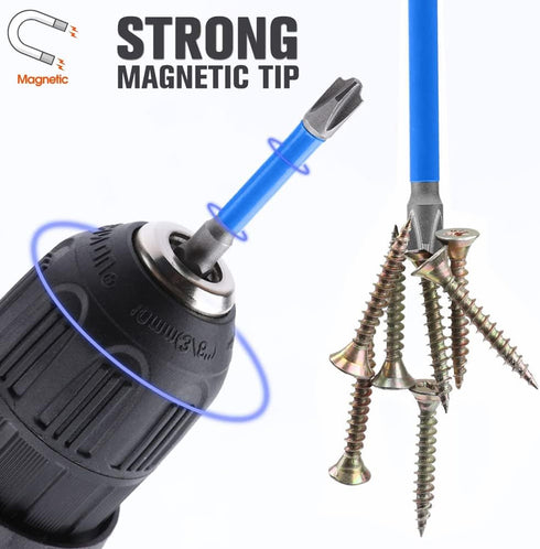 2023 New 10pcs Magnetic Flat Slotted Phillips Screwdriver Bit Set for Electrician PH2 Bit 1/4 Inch Hex