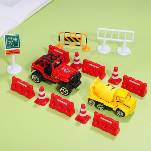 24Pcs Set, NUOBESTY Mini Traffic Cones and Roadblocks Marker Cones with Mini Barricades Toy Car Track Accessories