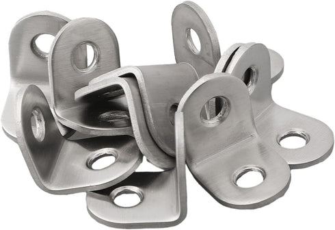 HanOaki 10 90 Pieces Stainless Steel L Shape Degree Brackets for Corner Reinforcement in Wood Furniture, Shelves