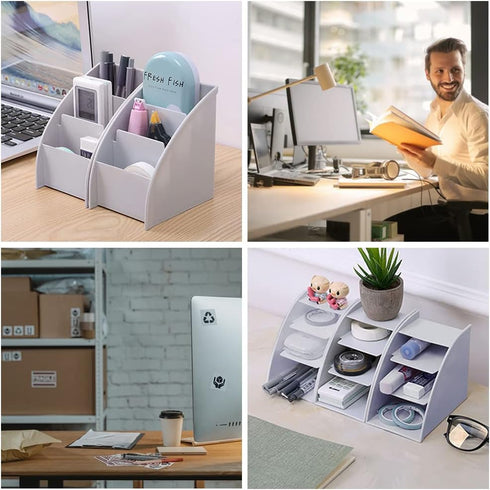 Desk Organizer Trapezoid Remote Control Holder Creative Tabletop Organizer for Study Office Living Room Dresser by XEERAANG