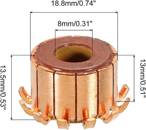 PATIKIL Electric Motor Commutator 12 Gear Teeth 8mm ID 18.8mm OD for Motor Spare Parts