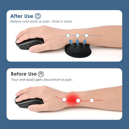 VANKEY Mouse Wrist Rest, Ergonomic Desk Pad for Comfortable Computer Mouse Support (Black)