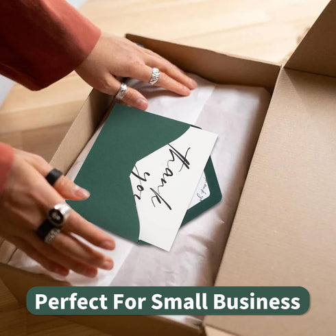 50 4 6 AZAZA PK Thank You Cards with Envelopes,Green Envelopes and Gold Stickers Thank You Notes,Minimalistic Thank You