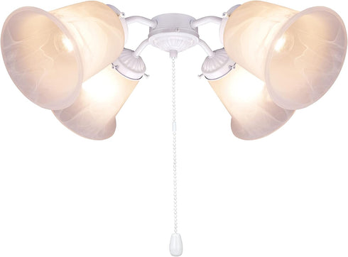 22003-21, Aspen Creative Four-Light Ceiling Fan Fitter Light Kit with Pull Chain, Painted White
