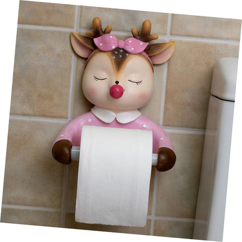 1pc POPETPOP Cute Cartoon Toilet Paper Holder Decorative Roll Paper Shelf for Bathroom Wall-Mounted Design Functional