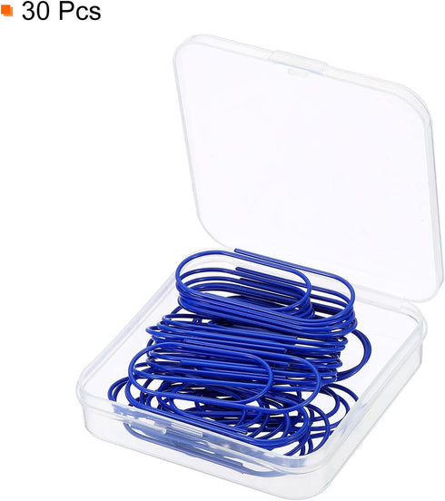 MECCANIXITY 30 Pcs Wide Paper Clip Coated Large Clips, 2 Inch Blue Bookmarks for Organizing Office Home