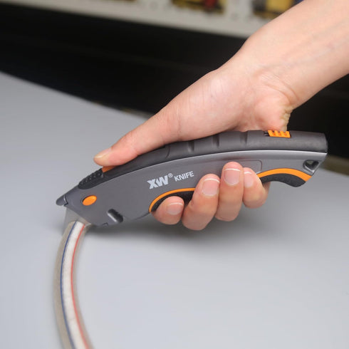 XW Dual-system Safety Utility Knife with Auto-retractable & 3-position Retractable, 2-in-1 Heavy Duty