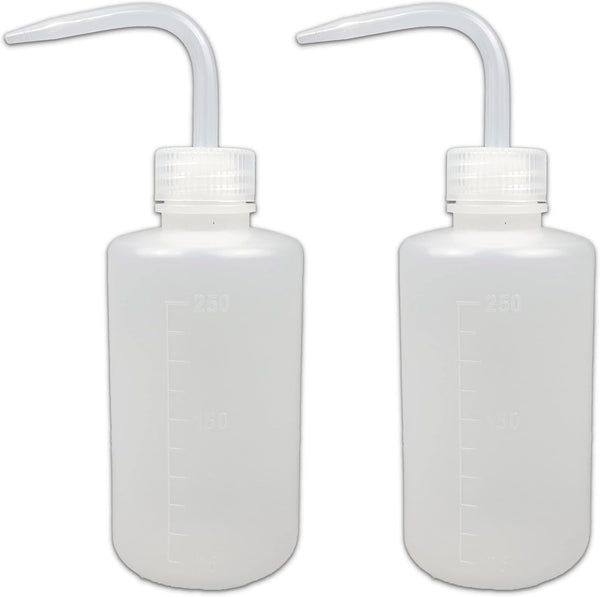 2Pcs 250ml Plastic Safety Wash Bottle, Narrow Mouth Squeeze Bottles for Tattoo Wash, Chemistry, Lab & Gardening