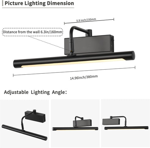 15Inch 5000mAh Dimmer Joosenhouse Wireless Picture Light Battery Operate Library Light Rechargeable Gallery Light