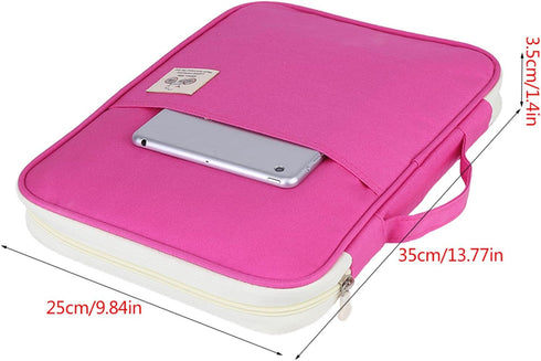 Multi-Functional A4 Document Bags, Zippered File Folder, Portfolio Pouch Organizer with Handle for School Office