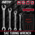 4-Piece Flare Nut Wrench Set - SAE Brake Line Wrench 1/4, 5/16, 3/8, 7/16, 1/2, 9/16, 5/8, 11/16-inch, Professional Offset Heads, Portable Organizer Pouch Included by SEDY