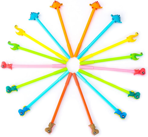 Cute Dinosaur Black Ink Pens, Cartoon Fun Kawaii Writing Gel Pens for Kids, 16pcs Set
