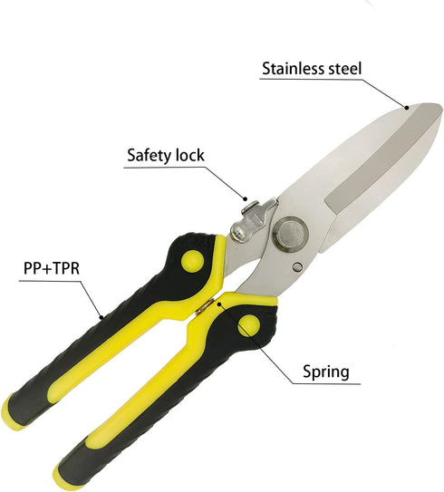Aviation Tin Snips 9 Inch Heavy Duty Metal Cutter, Straight Shears with Stainless Steel Blade & Comfort Grips
