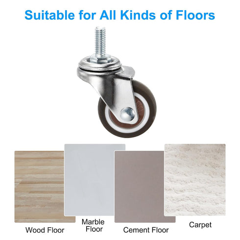 1.25 Inch 4 Pack Patikil Stem Casters, Wire Shelf Caster Wheels Threaded Swivel Stem Wheels Wire Shelving for Rolling