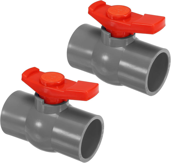 PATIKIL 50mm 2" ID PVC Ball Valve - 2 Pack Socket Type Shut-off Valve with Easy Handle