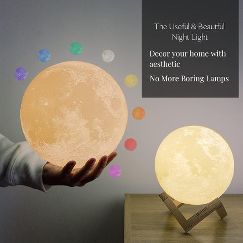 7.1 Inch 16 3D Moon Lamp for Adults - Color LED Light Up Moon Ball, Extra Large Realistic Night Light with Remote