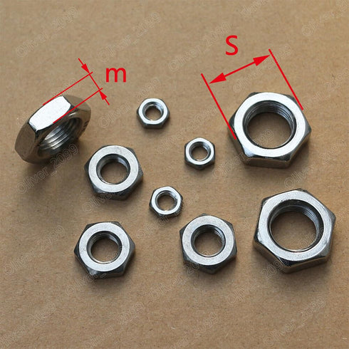 QuarkMRO 304 M4 M64 (M32-1.5, 16.5mm, 2pcs) Stainless Steel Fine Thread Thin Jam Hex Nut Right Hand Select Size - m: