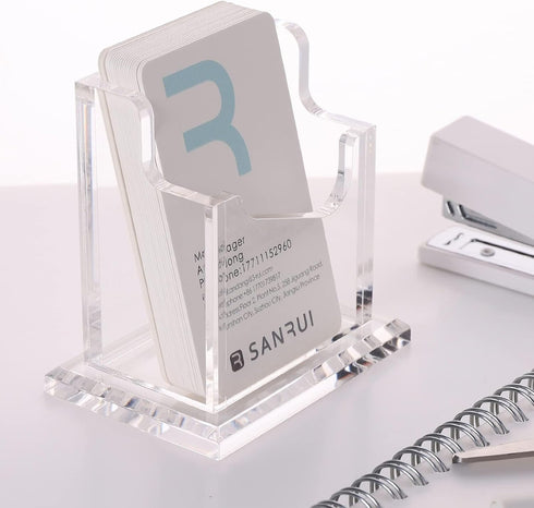 Desk-1 1 YUXUN Acrylic Business Card Holder Slot Tier, Vertical Business Card Holder for Women Men, Business Card