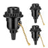 Phenolic Medium Base Light Socket with Pull Chain Switch,3 Pack TWDRTDD Black