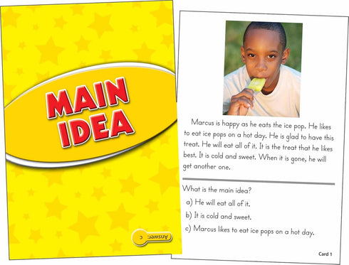 Edupress Reading Comprehension Practice Cards, Main Idea, Yellow Level (EP62995)
