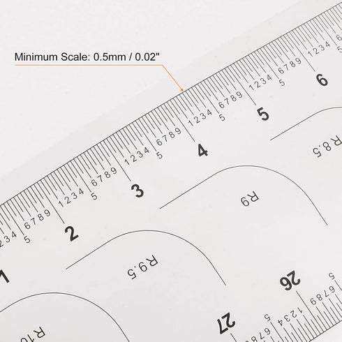 Film Flexible Ruler 30cm 0.5mm Scale, Transparent PET Plastic Folding Straight Calibration Measuring Tool