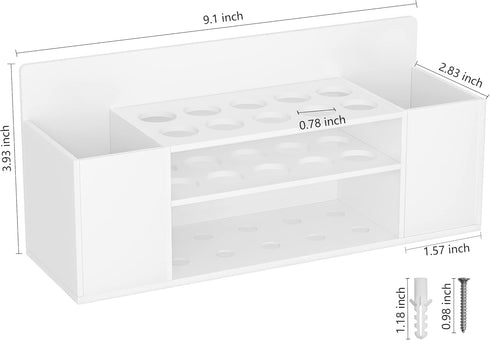 HBlife Wall Mount Acrylic Dry Erase Marker Holder, 10 Slots for Office, School, Home, White (Markers Not Included)